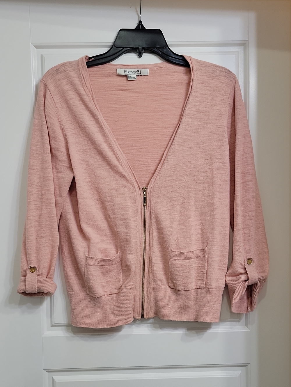 Forever 21 Blush Pink Zip-Front Women's Sweater